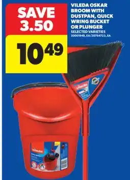 Real Canadian Superstore VILEDA OSKAR BROOM WITH DUSTPAN, QUICK WRING BUCKET OR PLUNGER offer
