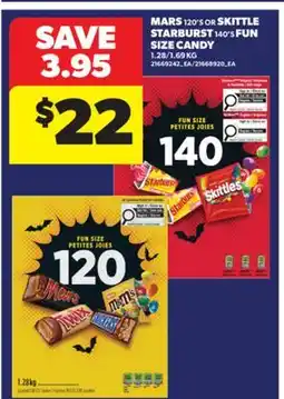 Real Canadian Superstore MARS, 120' S OR SKITTLE STARBURST, 140' S FUN SIZE CANDY, 1.28/1.69 KG offer