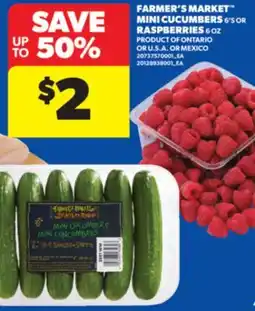 Real Canadian Superstore FARMER'S MARKET MINI CUCUMBERS 6' S OR RASPBERRIES 6 OZ offer