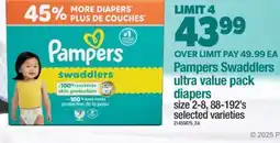 Real Canadian Superstore PAMPERS SWADDLERS ULTRA VALUE PACK DIAPERS, SIZE 2-8, 88-192'S offer