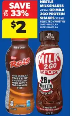 Real Canadian Superstore NESTLÉ MILKSHAKES, 473 ML OR MILK, 2GO PROTEIN SHAKES, 325 ML offer
