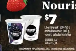Real Canadian Superstore Liberté Greek , 650-750 g or Méditerannée , 900 g, yogurt offer