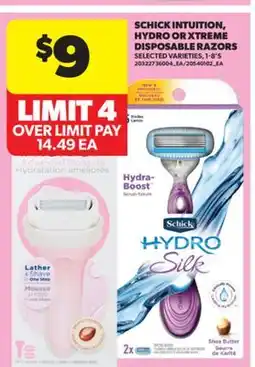 Real Canadian Superstore SCHICK INTUITION, HYDRO OR XTREME DISPOSABLE RAZORS offer