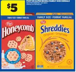 Real Canadian Superstore POST OR ALPEN MUESLI FAMILY SIZE CEREALS, 525-650 G offer