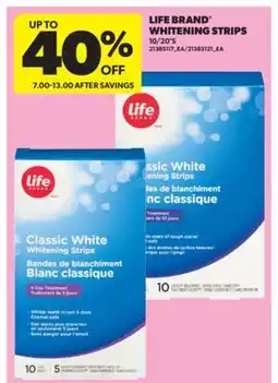 Real Canadian Superstore LIFE BRAND WHITENING STRIPS, 10/20' S offer