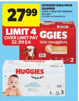 Real Canadian Superstore HUGGIES GIGA PACK DIAPERS, 42-128' S offer