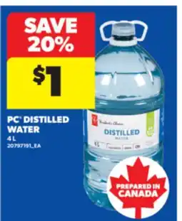 Real Canadian Superstore PC DISTILLED WATER, 4 L offer