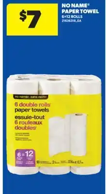 Real Canadian Superstore NO NAME PAPER TOWEL, 6=12 ROLLS offer