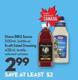 Longo's Diana BBQ Sauce 500mL bottle or Kraft Salad Dressing 425mL bottle offer