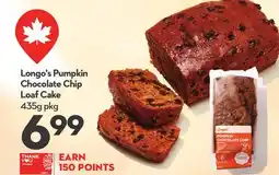 Longo's Longo's Pumpkin Chocolate Chip Loaf Cake offer