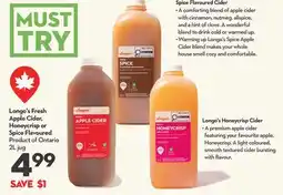 Longo's Longo's Fresh Apple Cider, Honeycrisp or Spice Flavoured offer