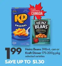 Longo's Heinz Beans 398mL can or Kraft Dinner 175-200g pkg offer