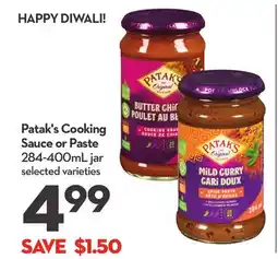 Longo's Patak's Cooking Sauce or Paste offer