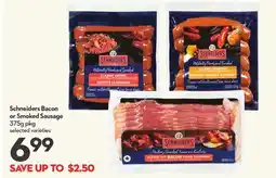 Longo's Schneiders Bacon or Smoked Sausage offer