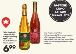 Longo's Cider Keg Fresh Cran-Razz Twist or Apple Sparkling Apple Cider offer