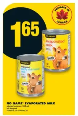 No Frills NO NAME EVAPORATED MILK, 354 mL offer