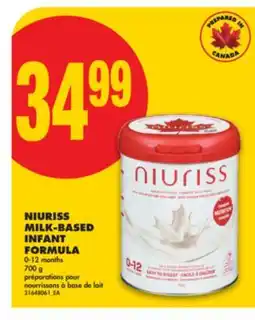 No Frills NIURISS MILK-BASED INFANT FORMULA 0-12 MONTHS 700 G offer