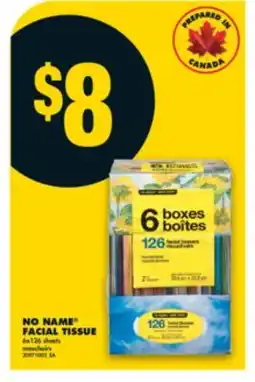 No Frills NO NAME FACIAL TISSUE 6x126 sheets offer