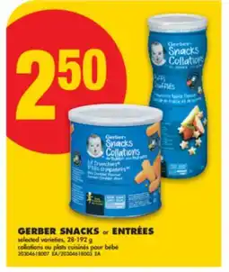 No Frills GERBER SNACKS or ENTRÉES, 28-192 g offer