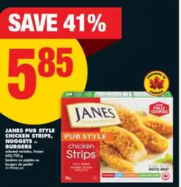 No Frills JANES PUB STYLE CHICKEN STRIPS, NUGGETS or BURGERS varieties, frozen, 600/700 g offer