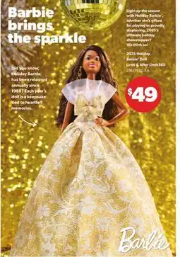 Loblaws 2025 HOLIDAY BARBIE DOLL offer