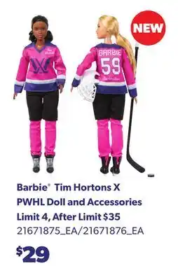 Loblaws BARBIE TIM HORTONS X PWHL DOLL AND ACCESSORIES offer