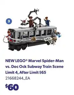 Loblaws NEW LEGO MARVEL SPIDER-MAN VS. DOC OCK SUBWAY TRAIN SCENE offer
