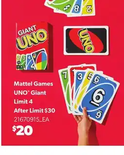 Loblaws MATTEL GAMES UNO GIANT offer
