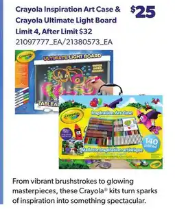Loblaws CRAYOLA INSPIRATION ART CASE & CRAYOLA ULTIMATE LIGHT BOARD offer