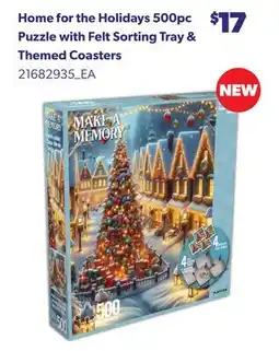Loblaws HOME FOR THE HOLIDAYS 500PC PUZZLE WITH FELT SORTING TRAY & THEMED COASTERS offer