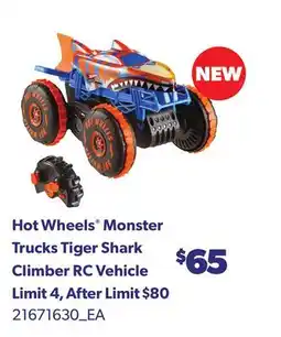 Loblaws HOT WHEELS MONSTER TRUCKS TIGER SHARK CLIMBER RC VEHICLE offer