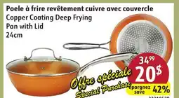Sushi Shop Copper Coating Deep Frying Pan with Lid 24cm offer