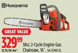 Canadian Tire Husqvarna 38cc 2-Cycle Engine Gas Chainsaw, 16˝ offer