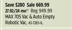 Canadian Tire iRobot MAX 705 Vac & Auto Empty Robotic Vac offer