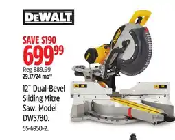 Canadian Tire 12˝ Dual-Bevel Sliding Mitre Saw. Model DWS780 offer