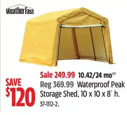 Canadian Tire Weatherfast Waterproof Peak Storage Shed, 10 x 10 x 8´ h offer
