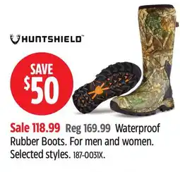 Canadian Tire Huntshield Waterproof Rubber Boots. For men and women offer
