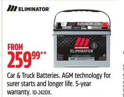 Canadian Tire Car & Truck Batteries. AGM technology for surer starts and longer life. 5-year offer