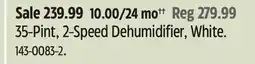 Canadian Tire 2-Speed Dehumidifier offer