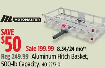 Canadian Tire MotoMaster Aluminum Hitch Basket, 500-lb Capacity offer