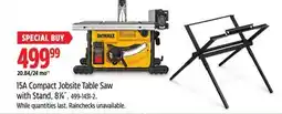 Canadian Tire DeWalt 15A Compact Jobsite Table Saw with Stand offer