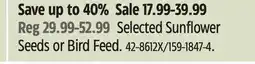 Canadian Tire Selected Sunflower Seeds or Bird Feed offer