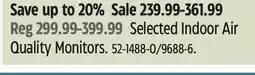 Canadian Tire Selected Indoor Air Quality Monitors offer