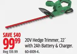 Canadian Tire Certified 20V Cordless Battery-Powered Hedge Trimmer offer