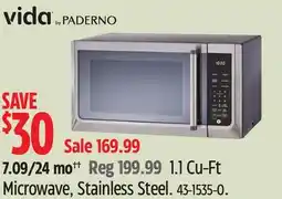 Canadian Tire Vida By Paderno 1.1 Cu-Ft Microwave offer