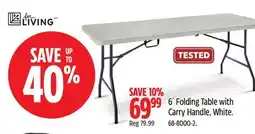 Canadian Tire For Living 6´ Folding Table with Carry Handle offer