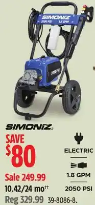 Canadian Tire Simoniz 2050 PSI Electric Pressure Washer with Foam Blaster offer