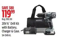 Canadian Tire 20 V 1/2 Drill Kit with Battery, Charger & Case offer