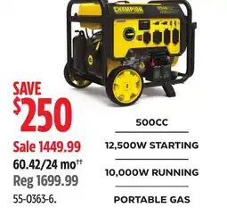 Canadian Tire Champion Portable Gas Powered Generator with Electric Start offer