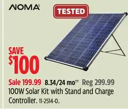 Canadian Tire NOMA 100W Solar Kit with Stand and Charge Controller offer